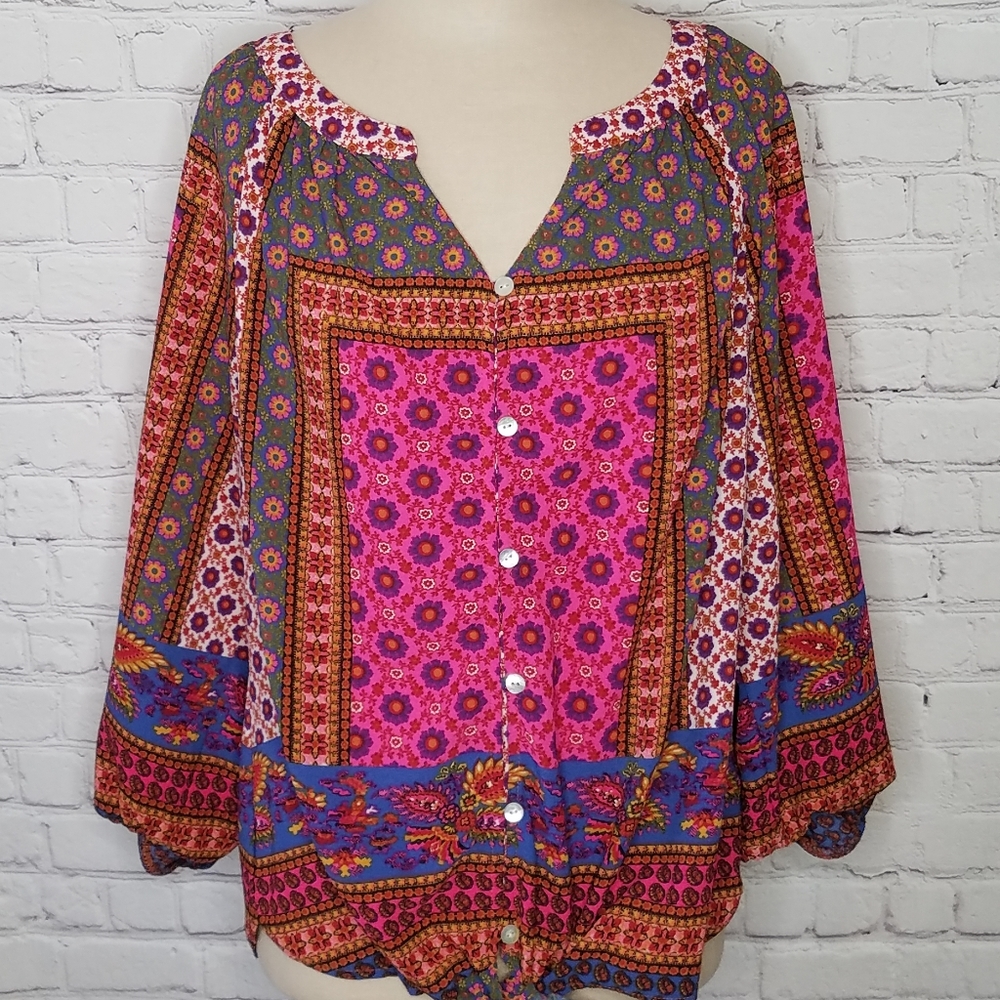 Anthropologie Fig & Flower Button Front Size L